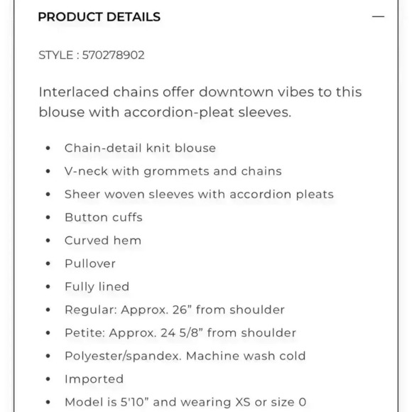 White House Black Market - Chain Detail Blouse - Picture 9 of 9